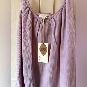 Greige Tie-shoulder Crinkle Cotton Sundress - NWT